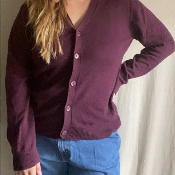 Maroon Button Down Cardigan/Shirt - Picture 3 of 5
